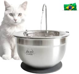 Fonte Bebedouro Para Gatos Inox 2 Litros com Filtro de Carvão Ativado + Tapete - Gato é Vida