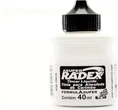 Tinta Para Carimbo, Radex, 186, 40 ml, Preta
