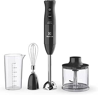 Mixer Misturador Multiuso Electrolux haste inox 3 em 1 600W 2 velocidades 3 acessórios mini processador resistente temperatura capacidade 600ml livre BPA EIB20 preto 127v