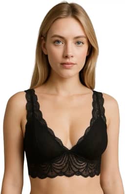 Sutiã de Renda Lingerie com Bojo Triângulo Alça Larga Débora