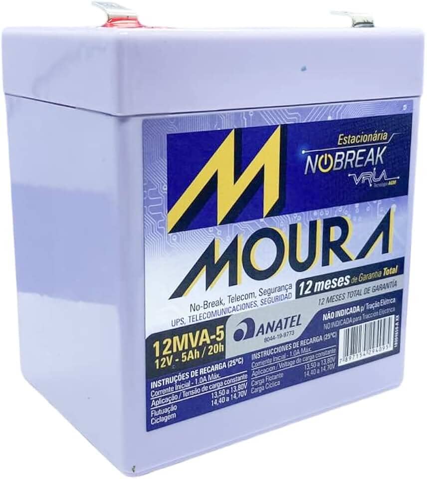 Bateria Moura Selada Vrla AGM 12V 5Ah Estacionaria 12Mva-5