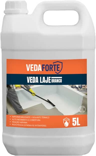 Veda Laje Branco Impermeabilizante Para Lages Paredes e Pisos Isolante Termico 5 Litros