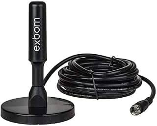 Antena Digital Amplificada HDTV/UHF/VHF Interna e Externa 5m Base Imã prova d'água 4dBI - Exbom