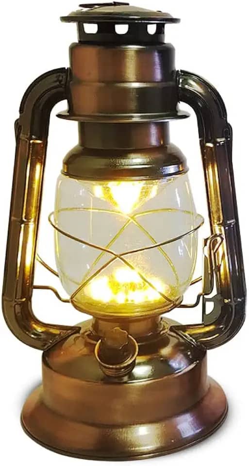 Luminária Lampião de Cobre Com Luz de LED de Alto Brilho Controle de Intensidade a 3 Pilhas Tipo D Cor:Amarelo
