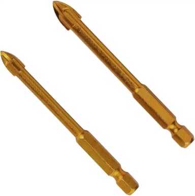 Kit 2 Broca de Titânio de 6mm e 8mm para Vidro, Azulejo, Cerâmica e Porcelanato com Ponta Cruzada e Haste Sextavada