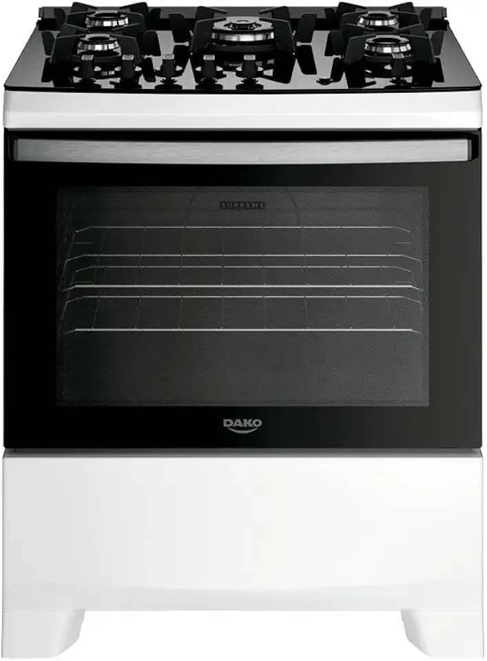 Fogão 5 Bocas Dako Supreme Glass Mesa De Vidro Branco Bivolt