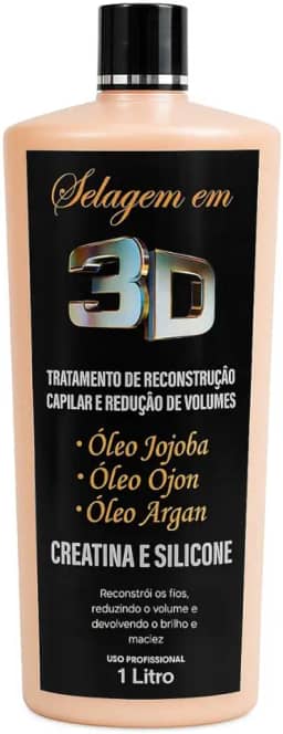Selagem 3D Profissional, Tratamento Capilar de Reconstrução com Óleos de Jojoba, Ojon e Argan, 1 Litro