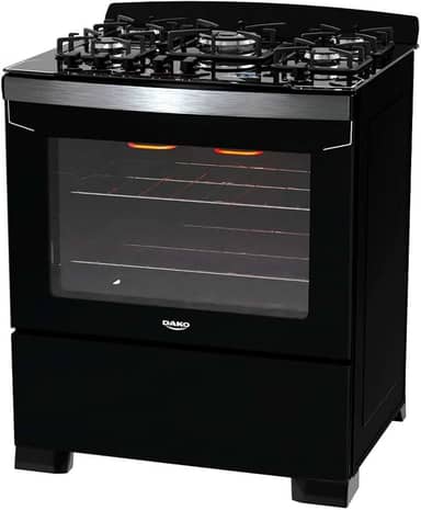 Fogão 5 Bocas Preto com Frente em Vidro Preto e Timer Digital Dako Diplomata Grill Bivolt