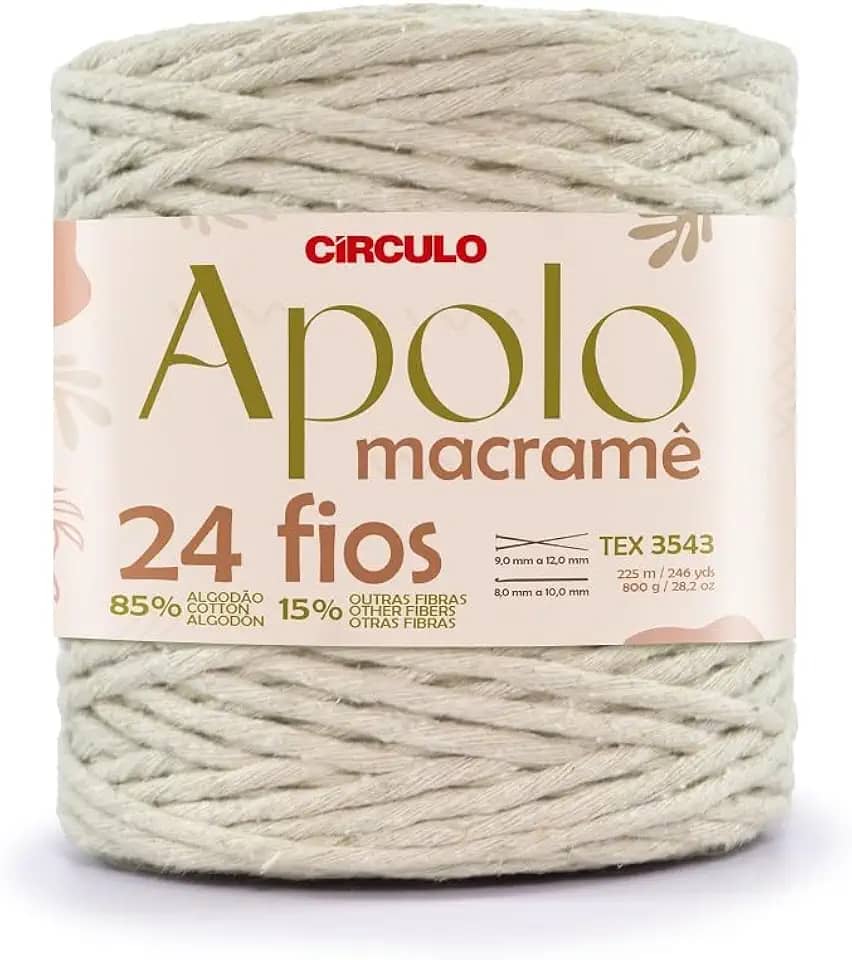 Barbante Apolo Macramê 600g Círculo – Ideal para Macramê, Crochê e Artesanato em Geral (0020-Natural)