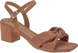 Sandália Feminina Salto Baixo Grosso com Tira em Nó Conforto Nobuck 102