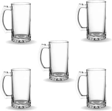 Kit Jogo 5 Canecas De Chopp 500ml Vidro Cerveja Festa Evento Amordicaneca Restaurante Hotel Bar Buffet Linha Profissional E Casa
