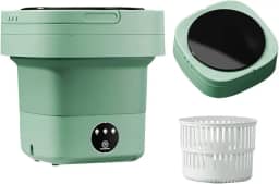 Pequena máquina de lavar portátil, mini lavadora de 6,5 L de alta capacidade com 3 modos de limpeza profunda para roupas íntimas, roupas de bebê ou itens pequenos, máquina de lavar dobrável para apartamentos, acampamento, viagem (verde)