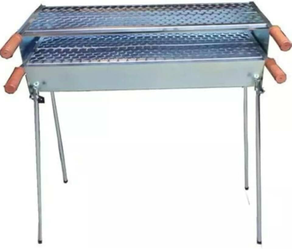 Churrasqueira Espetinho Dupla Galvanizada Desmontavel Carvão casa empresa churrasco espeto