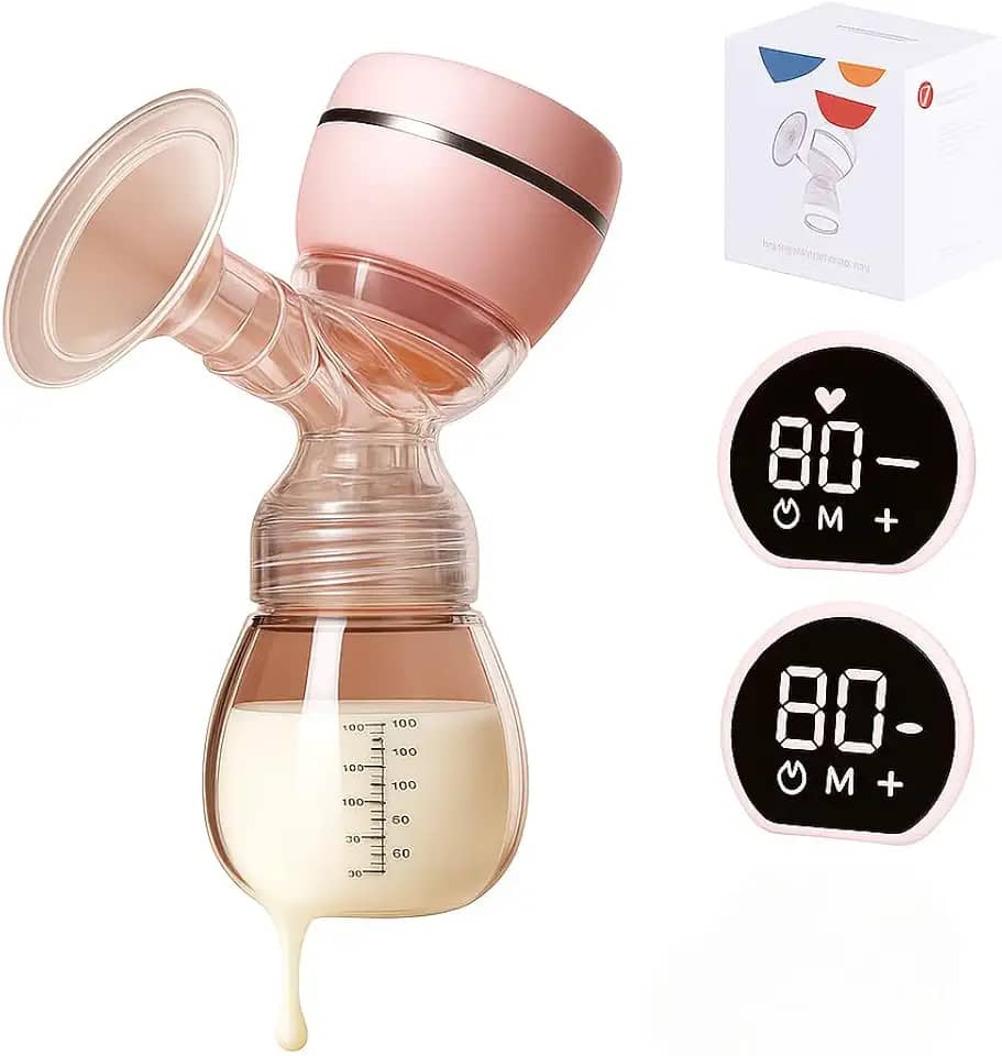 Bomba de Tirar Leite Automática Elétrica Portátil Protetor de Mama de Silicone 22mm, 180ml, Mãos Livres, Livre de BPA com Tela LED manual, 2 Modos e 9 Níveis de Sucção, Baixo Ruído Premium