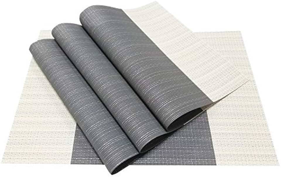 Zupro Jogo americano conjunto de 4 para mesa de jantar de cozinha, tapetes de mesa trançados laváveis resistentes ao calor, tapetes de vinil de PVC tecido antiderrapante para uso diário ou jantares de