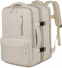 Mochila Casual Viagem Mochila Executiva Grande Expansível para Notebook Compacta, Unissex, Reforçada, Escola, Mala de Mão, Trabalho, Escritório, Academia, Moderna Viral Com USB, PREMIUM (Bege)