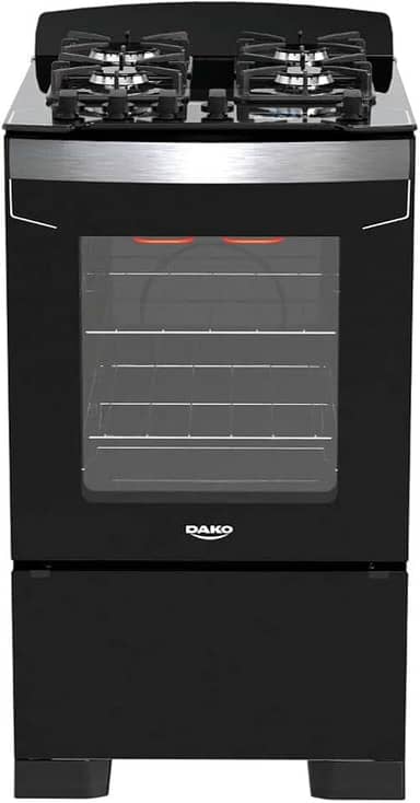 Fogão 4 Bocas Preto com Frente em Vidro Preto e Timer Digital Dako Diplomata Grill Bivolt