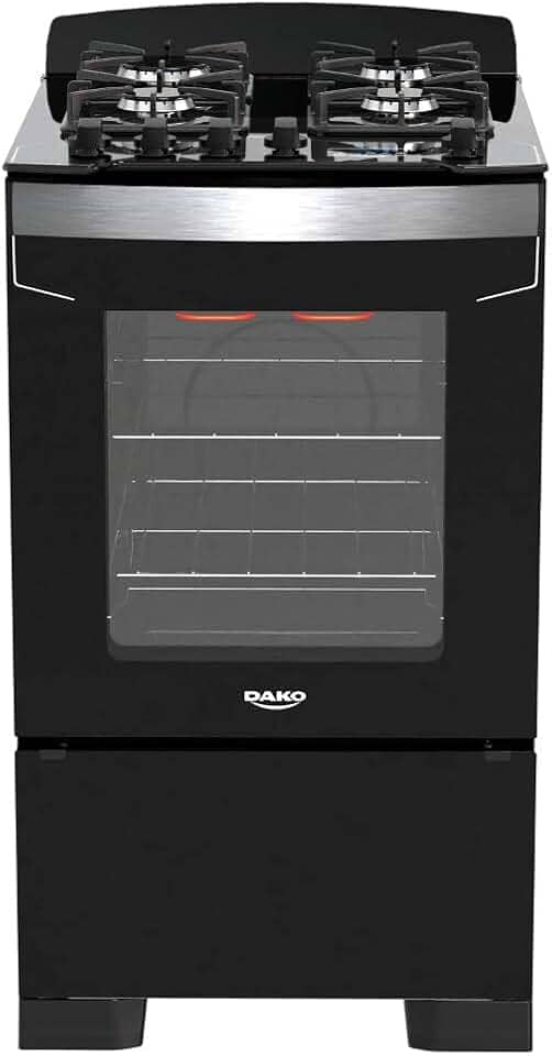 Fogão 4 Bocas Preto com Frente em Vidro Preto e Timer Digital Dako Diplomata Grill Bivolt