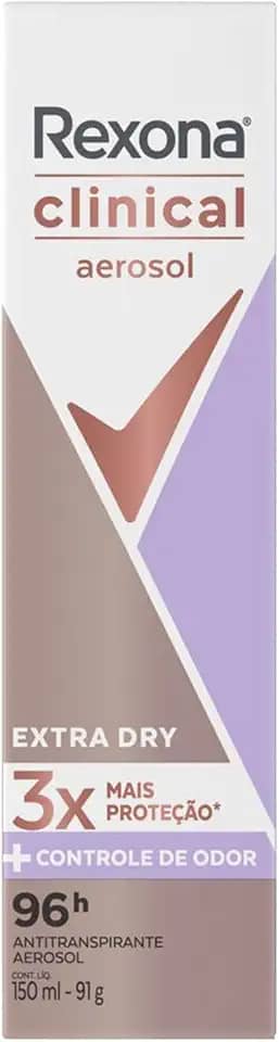 Rexona Antitranspirante Aerosol Clinical Extra Dry 150Ml (A Embalagem Pode Variar)