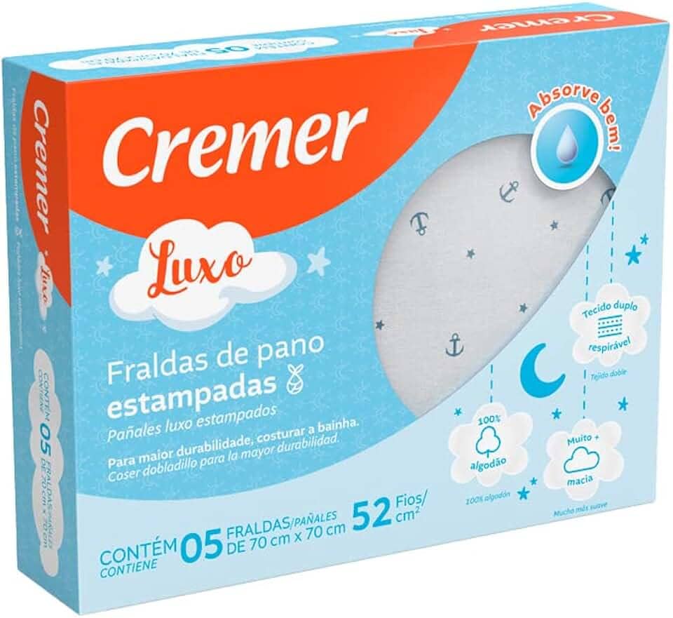 Cremer Fralda Luxo Estampa Masculina Pc Com 5 Unidades (Embalagem Pode Variar)