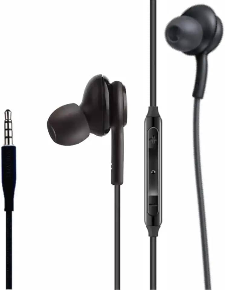 Fones de ouvido estéreo 2022 para Samsung Galaxy S10, S10E, S10+, S8, S8+, S9, S9+, Note 9 - projetado por AKG - conector de 3,5 mm com microfone e botões de volume (preto)
