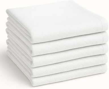 Jogo Pano de Prato Branco, 100% Poliéster, 70x40 cm, Kit com 5 Unidades, Super Absorvente