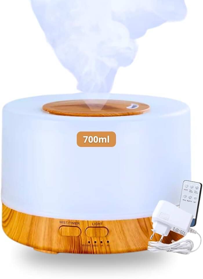Umidificador Difusor Aromatizador Purificador De Ar 700ml Ultrassônico Com Controle E Luz De Led 7 Cores Bivolt – Premium