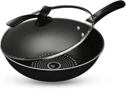 Panela Wok Antiaderente 5L Preta com tampa - Casa Prestige