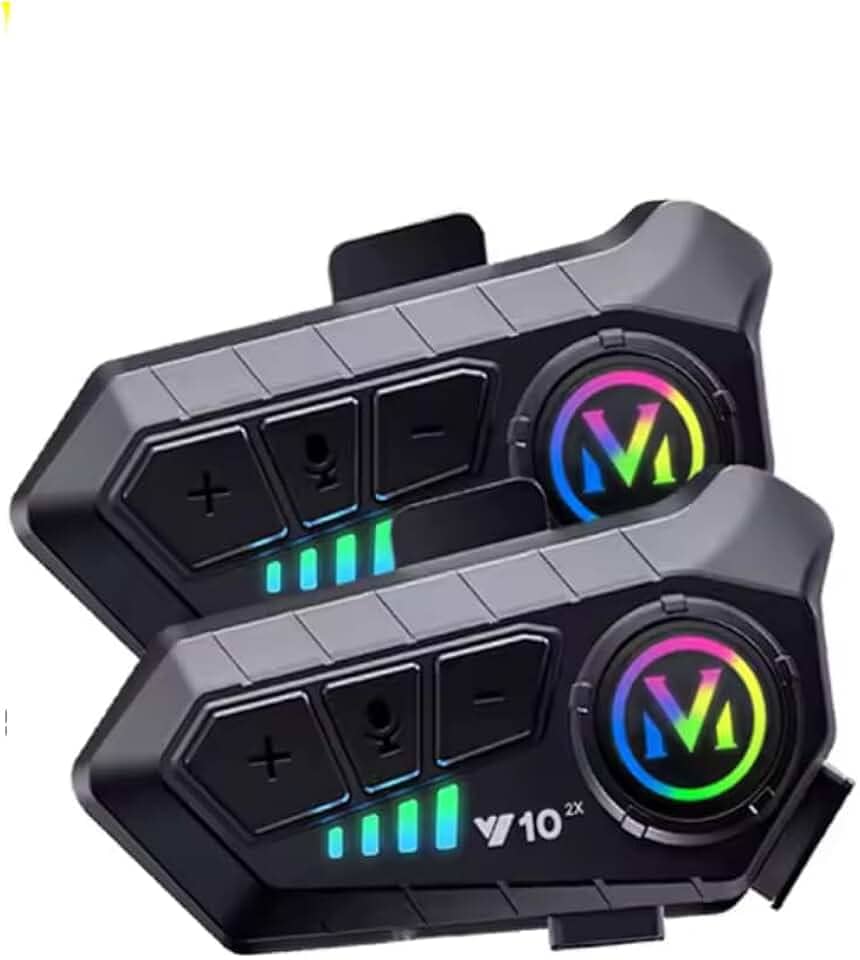 Intercomunicador para Capacete Y10, Preto, Com Bluetooth, 2 Unidades, Microfone Embutido, Controle de Som, para Motociclistas