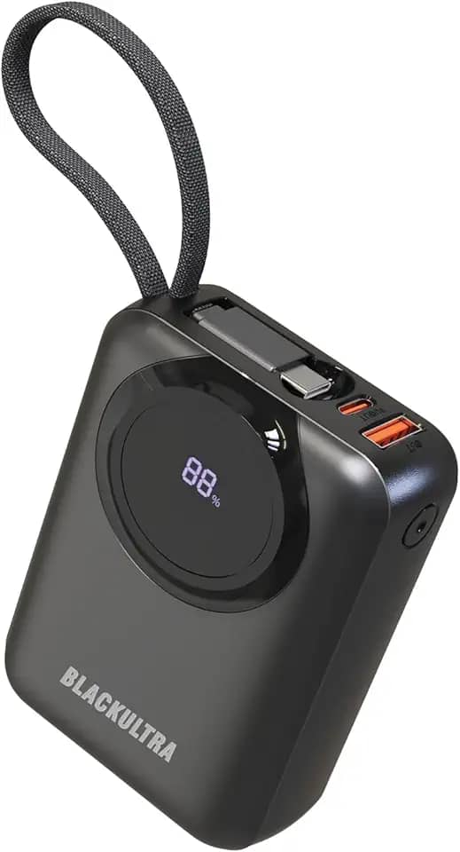 Power Bank Portátil 20000mAh com Display LED, Carregamento Rápido 22.5W PD 3.0 QC 3.0, USB-C Leve Compatível com iPhone 16/15/14/13/12/11, Samsung, Android – Preto