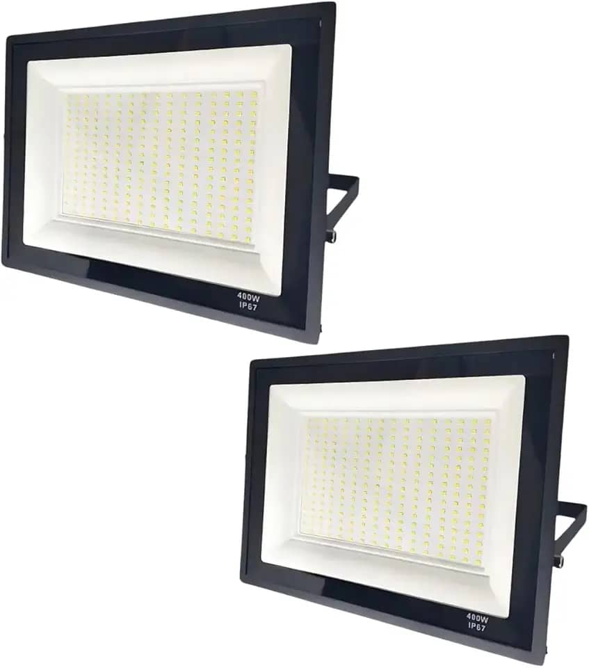 Kit 2 Refletores LED 400w à Prova D'Água Ip66, Holofote Branco Frio 6500K, Bivolt, Iluminação Externa/Jardim