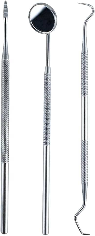 Kit 3 Instrumentos Limpeza Dental Removedor Tártaro Espelho