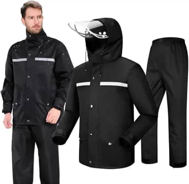 Capa de Chuva para Moto com Jaqueta + Calça Refletiva Impermeável – Motoqueiro, Ciclismo e Entregadores – Alta Visibilidade e Proteção Completa– Tamanho XXG 175-180cm 75-90kg