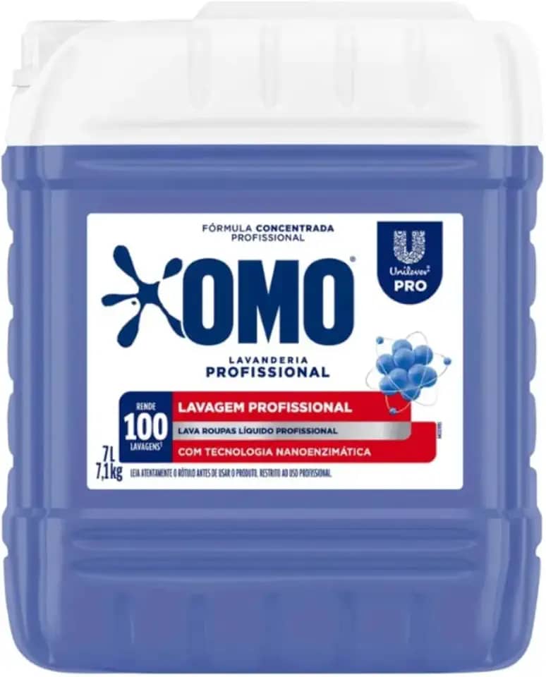 Lava Roupas Líquido Omo Lavanderia Profissional Lavagem Profissional 7l