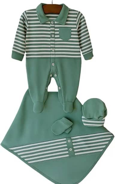 Saída de Maternidade Kit 03 Peças Para Bebê Menino Davi Verde