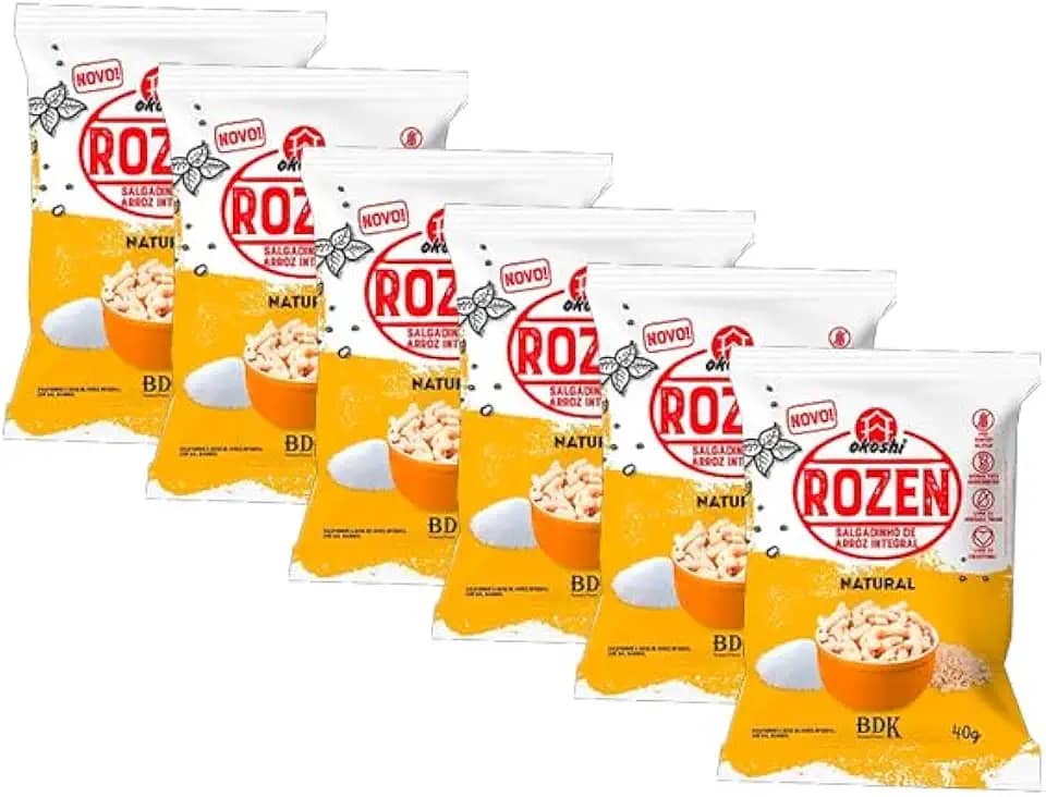 Kit 6X: Salgadinho de Arroz Integral Rozen Natural Okoshi 50g
