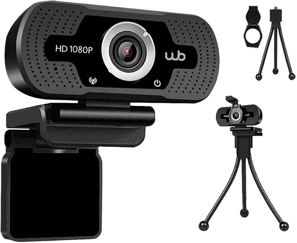 Webookers WB, Webcam USB Full HD 1080P WB com Microfone Ângulo 110° e Tripé
