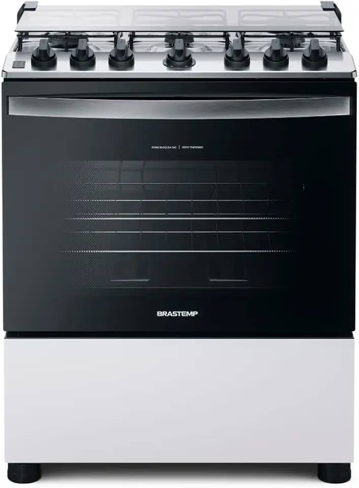 Fogão Brastemp 6 Bocas Branco Com Botões Removíveis E Exclusivo Aro Protetor - BFS6NCB BIVOLT