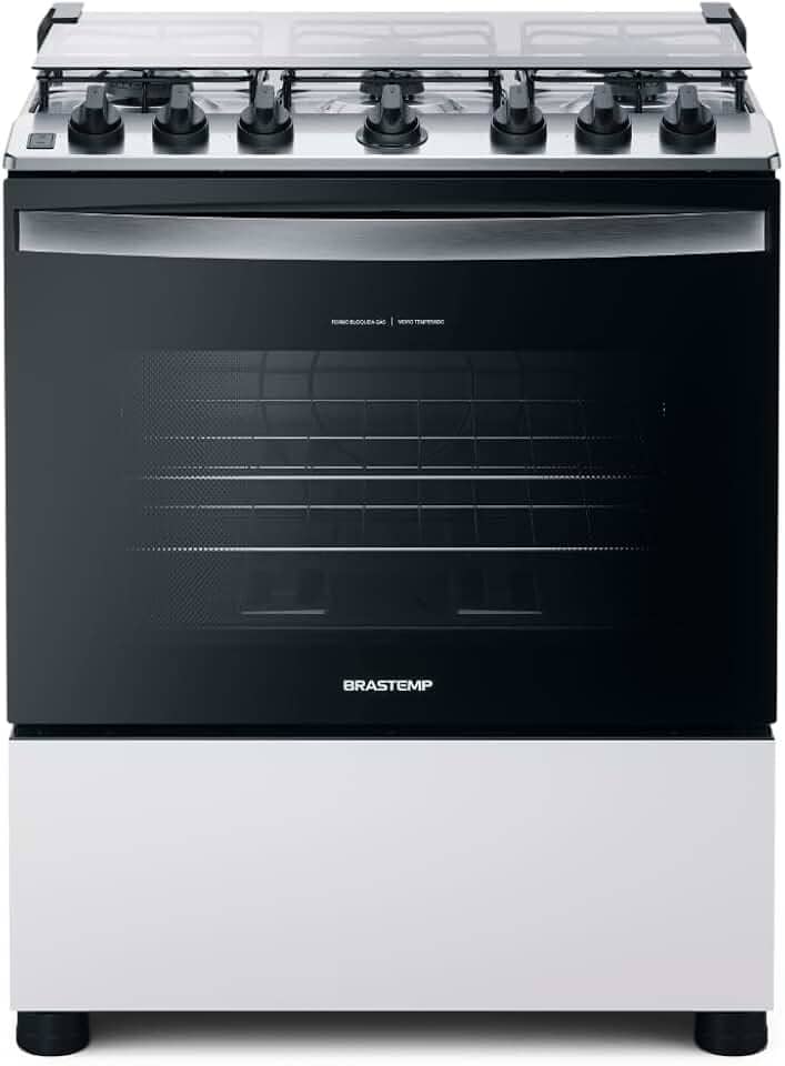 Fogão Brastemp 6 Bocas Branco Com Botões Removíveis E Exclusivo Aro Protetor - BFS6NCB BIVOLT