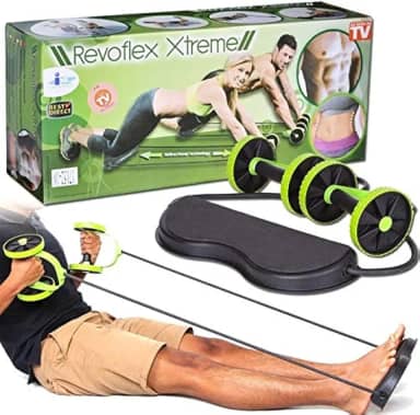 KIT MUSCULAÇÃO FITNESS COMPLETO ACADEMIA EM CASA REVOFLEX ELASTICO RODA ABDOMINAL EXTENSOR PARA BRAÇOS E PERNAS EMAGRACEDOR