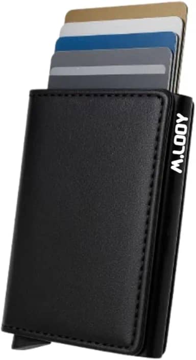 Carteira Antifurto, Proteção RFID, Mágica, Futurista, Porta-Cartões, Minimalista, Slim Pop Up (Preto)