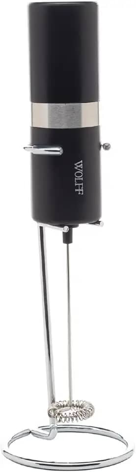 WOLFF - Mixer Elétrico para Bebidas de Aço Inox e Plástico com Suporte - motor potente - serve para bater ovos - misturador