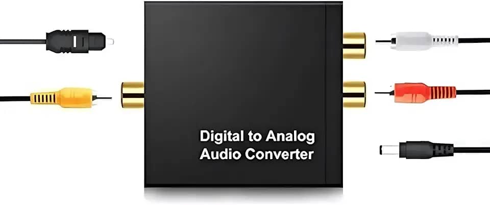 Genérico Conversor De Áudio Digital Para Analógico 24 Bits - Conversor Áudio Conector RCA + Cabo Óptico Digital