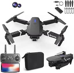 Drone E88 Pro 4K HD Câmera Dupla WiFi FPV Dobrável com Controle Remoto, Bolsa de Transporte – Preto (4K Câmera + 1 Bateria)