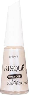 Esmalte Branco Risqué Lá vem Outra Pérola Cintilante 8ml