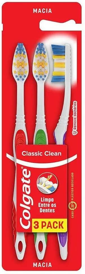 Escova de Dente Colgate Classic Clean 3 unid Promo c/Desconto