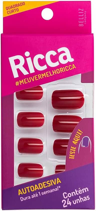 Ricca Unhas Autoadesivas Vermelho Bordô