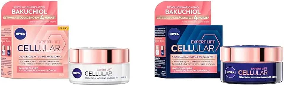 NIVEA Kit Creme Facial Antissinais Cellular Lift Dia FPS 30 50ml + Facial Cellular Expert Lift Antissinais Avançado Noite 50 ml