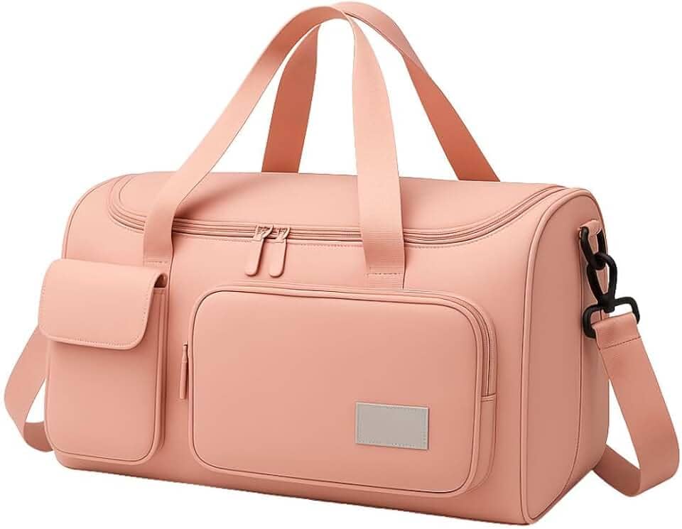 Bolsa Feminina de Viagem Grande 30L – Mala de Bordo 10kg Dobrável com 5 Compartimentos, Alça Transversal, Ideal para Academia, Passeios, Maternidade e Fim de Semana (Rosa)