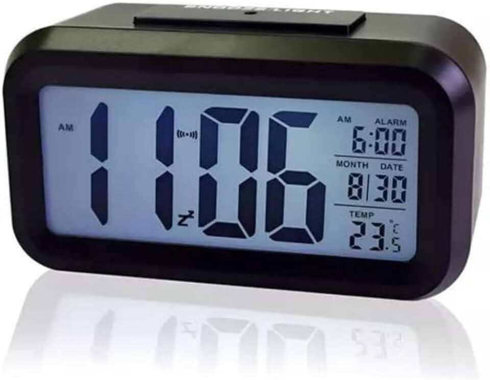 Relógio Digital de Mesa Despertador de Cabeceira Inteligente com Sensor de Temperatura Cabeceira Premium (Black)
